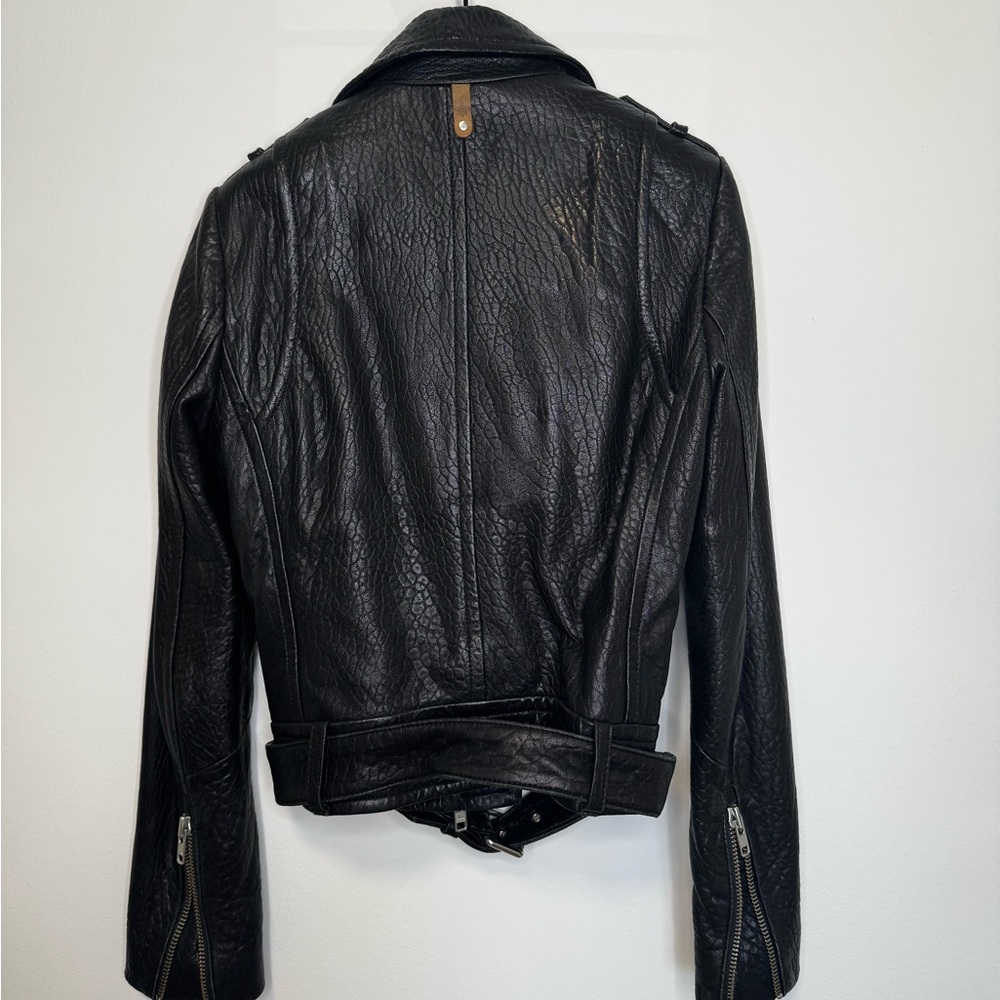 Mackage x Aritzia Rumer Pebbled Black Leather Moto Jacket - Picture 3 of 8